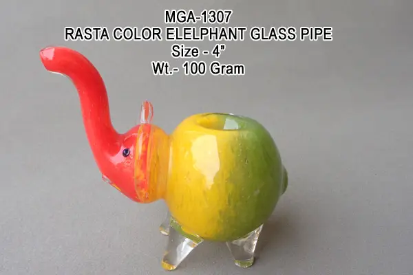 RASTA COLOR ELEPHANT GLASS PIPE